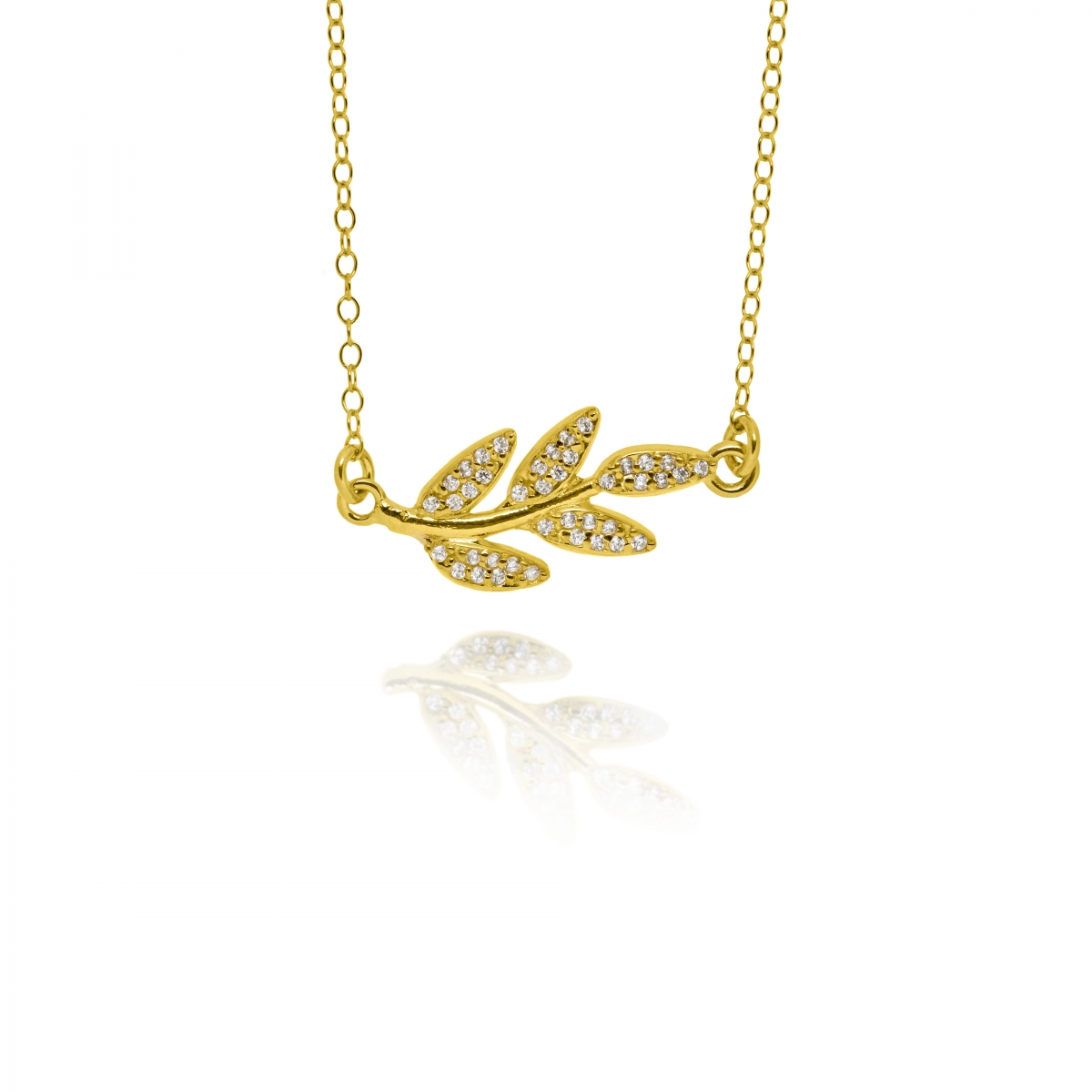 NECKLACE OLIVE WITH ZIRCON STONES