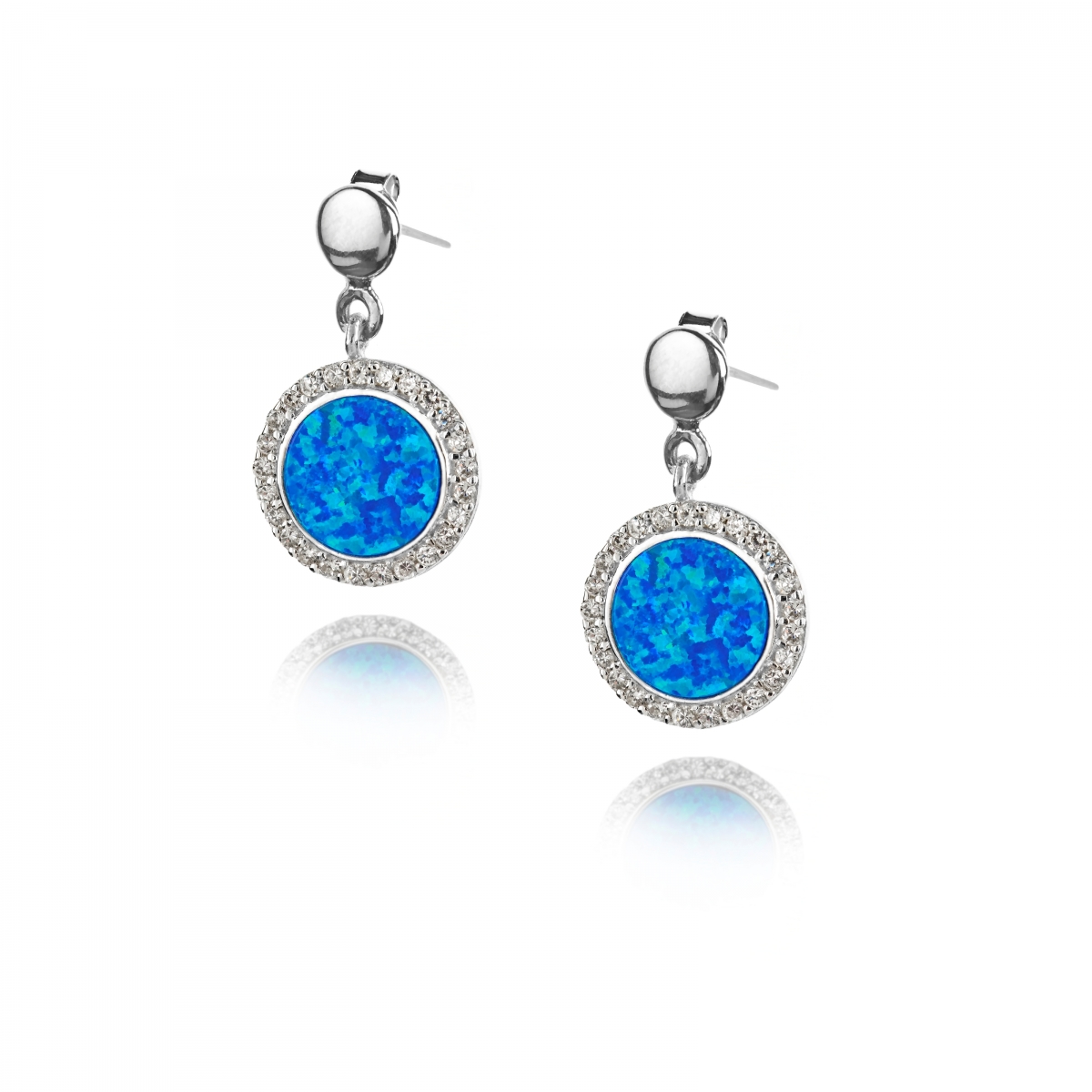 EARRINGS WITH ZIRCON AND OPAL STONES