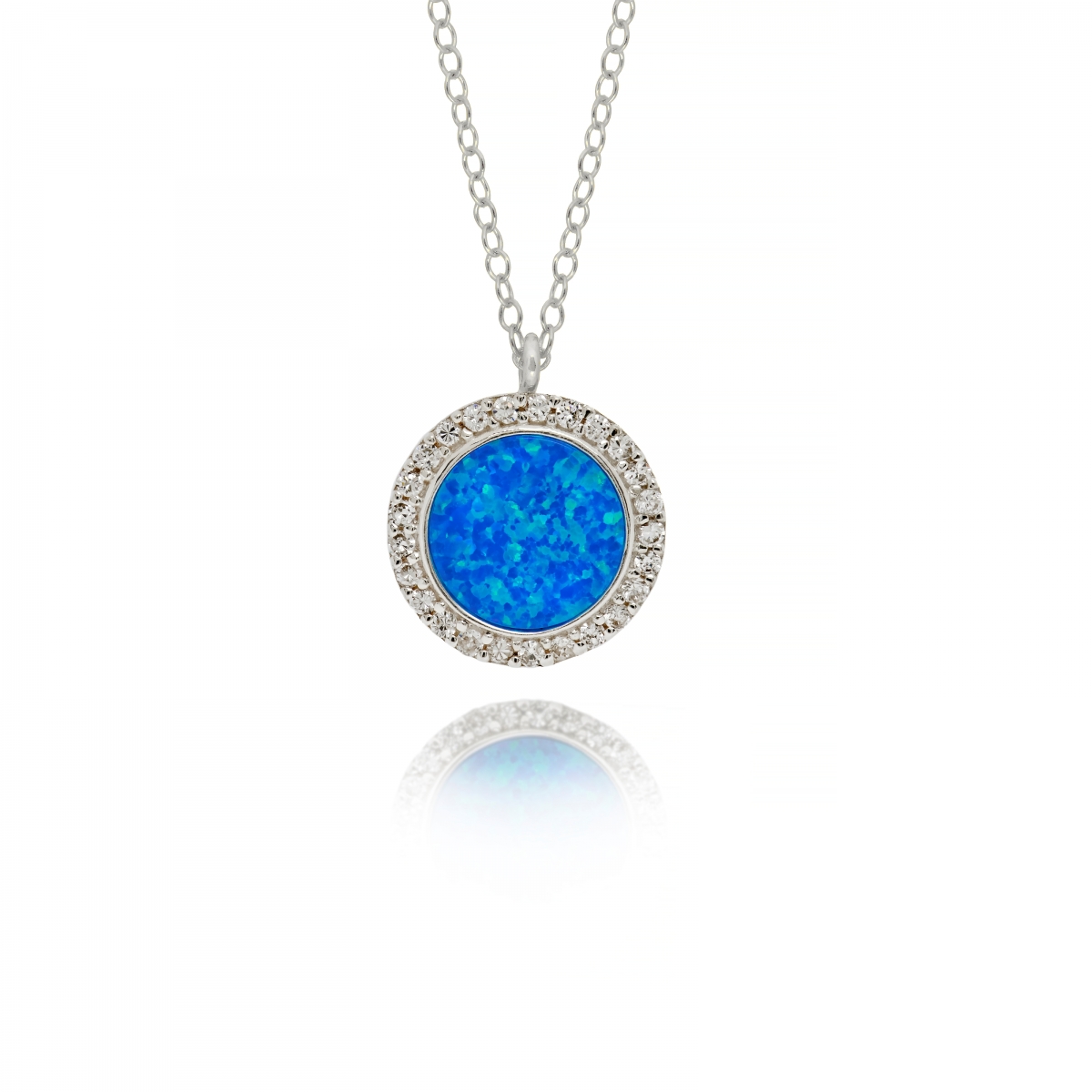NECKLACE WITH ZIRCON AND OPAL STONES