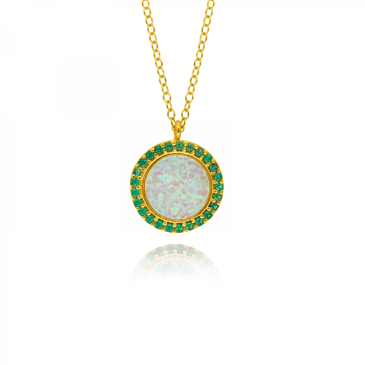 NECKLACE WITH ZIRCON AND OPAL STONES