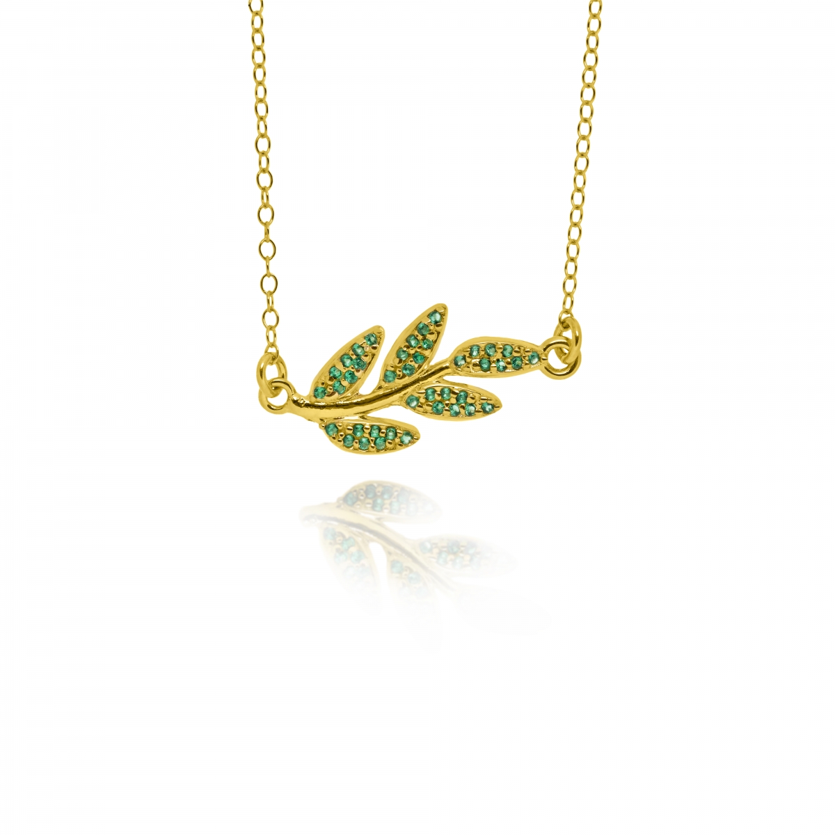 NECKLACE OLIVE WITH ZIRCON STONES